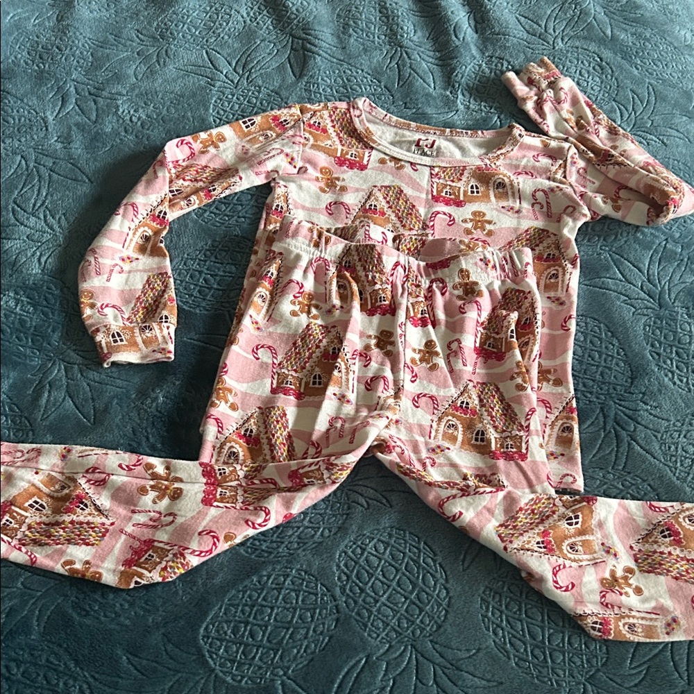 Charming Gingerbread House Kids Pajama Set